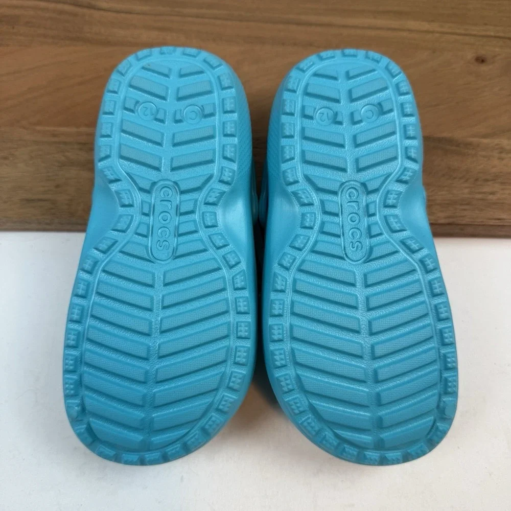 New Little Kids Crocs Classic Lined Fleece Aqua Clogs Shoes Sandals‎ Size 12 C